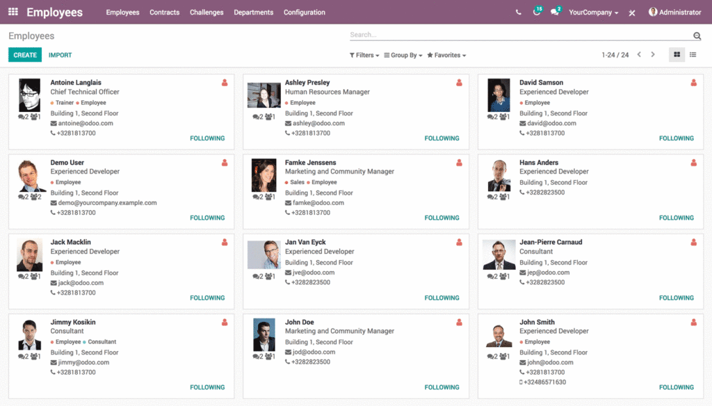 Odoo Payroll employee management